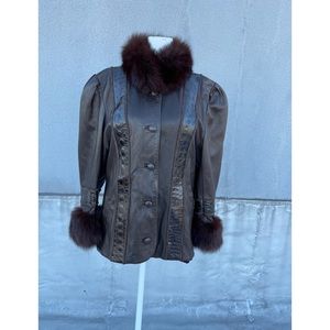 Croc Leather & Fur Jacket